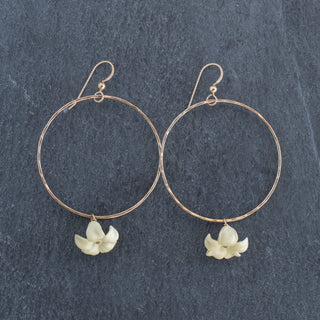 Large Hoop with Dangling Big Puakenikeni - Choose Color - Yay Hawaii