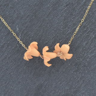 Linked Triple Big Puakenikeni Necklace by Yay Hawaii in vibrant colors, featuring bold floral designs on a necklace.
