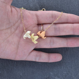 Linked Triple Big Puakenikeni Necklace by Yay Hawaii, colorful floral jewelry with vibrant hibiscus-inspired designs.