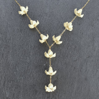 Yay Hawaii Y Lariat Big Puakenikeni Necklace in vibrant color, featuring floral pendant and adjustable cord for tropical style.