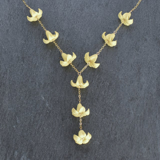Yay Hawaii Y Lariat Big Puakenikeni Necklace in vibrant color, featuring tropical flower pendant and adjustable chain.