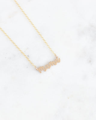 Mini Mom and Mama necklaces by Yay Hawaii featuring delicate gold pendants on fine chain necklaces.