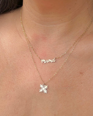 Mini Mom and Mama necklaces by Yay Hawaii, close-up of layered gold-tone pendants on delicate chains.