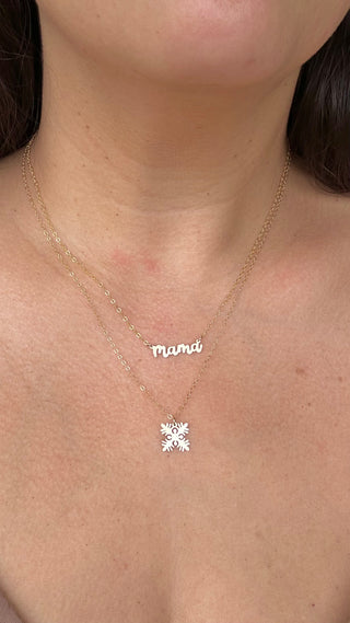 Mini Mom and Mama necklaces by Yay Hawaii featuring delicate silver pendants on fine chains for mother and child.