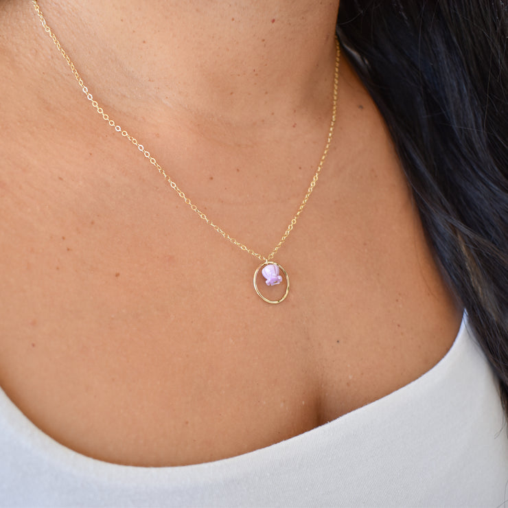 Small Hoop Necklace with Crown Flower - Yay Hawaii