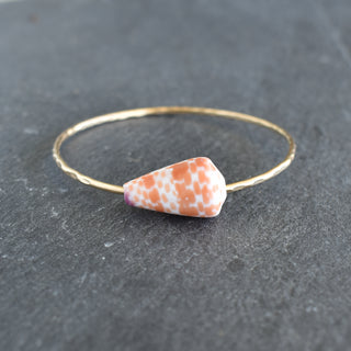 Orange Spot Cone Shell Bangle Bracelet - Yay Hawaii