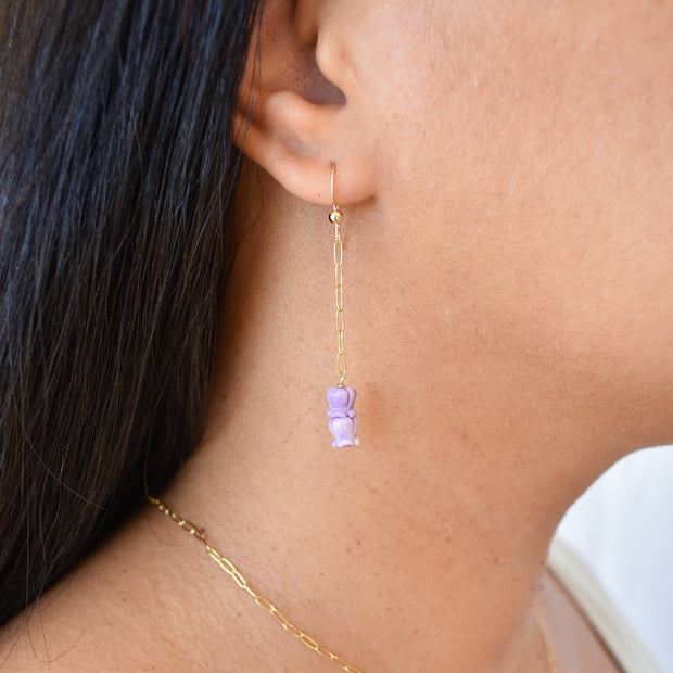 Long Paperclip Double Crown Flower Earrings - Yay Hawaii