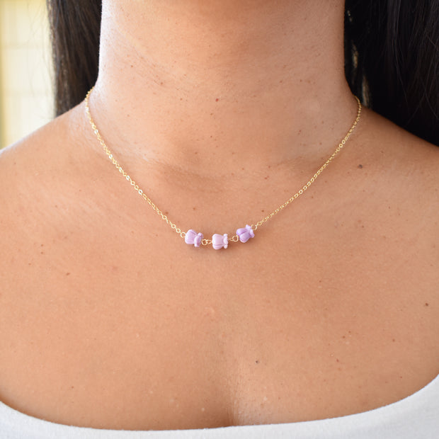 Three Linked Crown Flower Station Necklace - Yay Hawaii