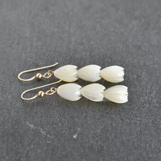 Statement Long Medium Mother of Pearl Pikake Earrings: Choose Length - Yay Hawaii