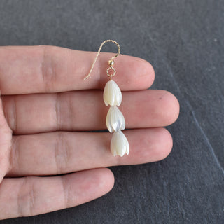 Statement Long Medium Mother of Pearl Pikake Earrings: Choose Length - Yay Hawaii