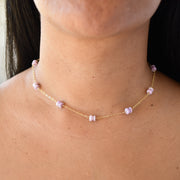 Crown Flower Chain Linked Station Necklace - Yay Hawaii