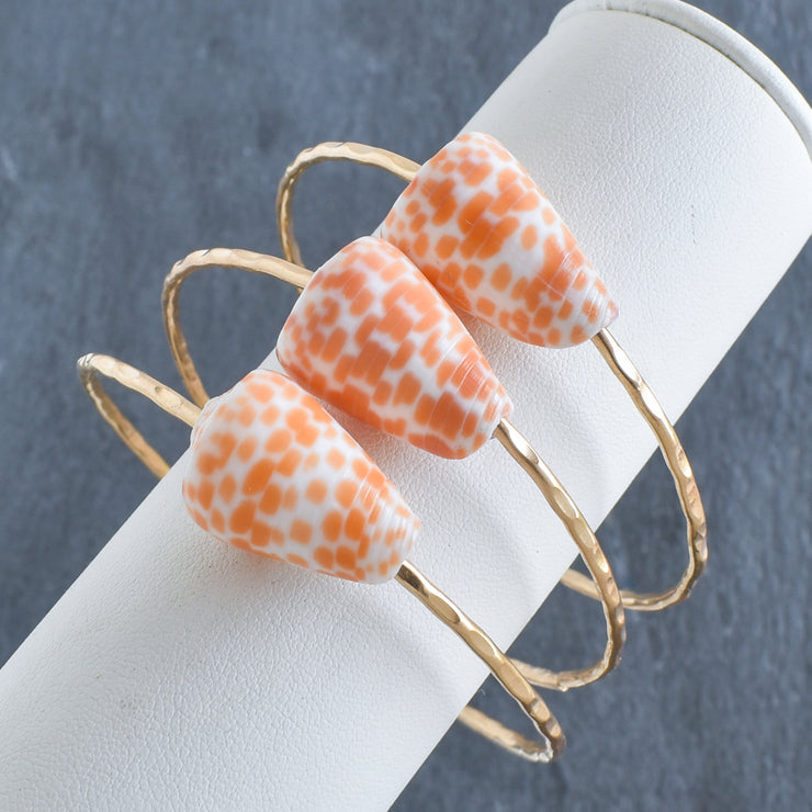 Orange Spot Cone Shell Bangle Bracelet - Yay Hawaii