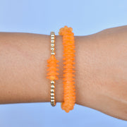 Metal Beaded Stretchy Bracelet with Puakenikeni - Yay Hawaii