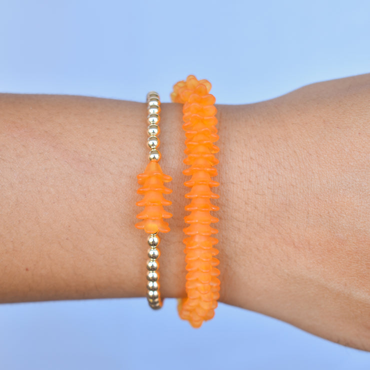 Metal Beaded Stretchy Bracelet with Puakenikeni - Yay Hawaii