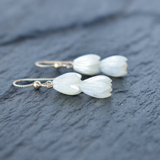 Statement Long Medium Mother of Pearl Pikake Earrings: Choose Length - Yay Hawaii