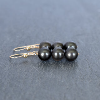 Triple 8mm Black Pearl Cluster Earrings - Yay Hawaii