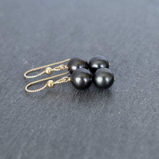 Double 8mm Black Pearl Cluster Earrings - Yay Hawaii