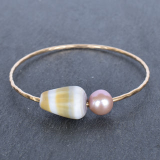 Yellow Cone Bangle with Edison Pearl - Yay Hawaii