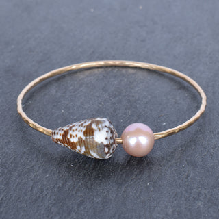 Cat Cone Shell Bangle with Edison Pearl - Yay Hawaii