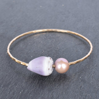 Purple Cone Shell Bangle with Edison Pearl - Yay Hawaii