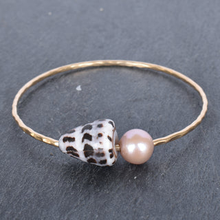 Hebrew Cone Shell Bangle with Edison Pearl - Yay Hawaii