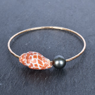 Miter Shell Bangle with Tahitian Pearl - Yay Hawaii