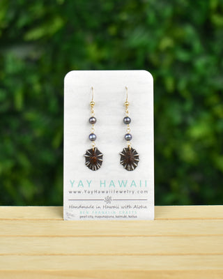 'Opihi 'Awa with Rainbow Black Freshwater Pearl Earrings - False 'Opihi - Yay Hawaii