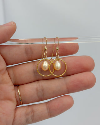 Yay Hawaii small hoop earrings with oval pearls in a choice of pearl colors