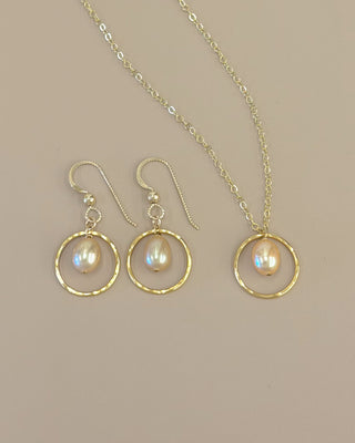 Yay Hawaii small hoop necklace with oval pearl pendant in a choice of pearl colors