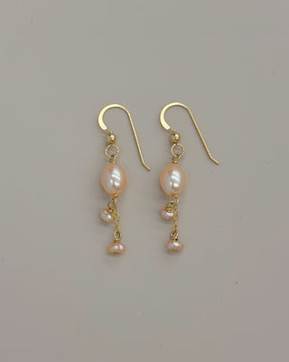 Double Dangly Dainty Pearl Earrings - Choose Pearl Color