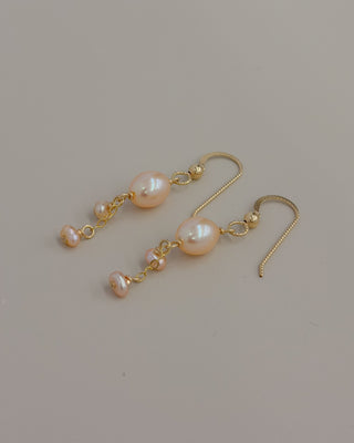 Double Dangly Dainty Pearl Earrings - Choose Pearl Color
