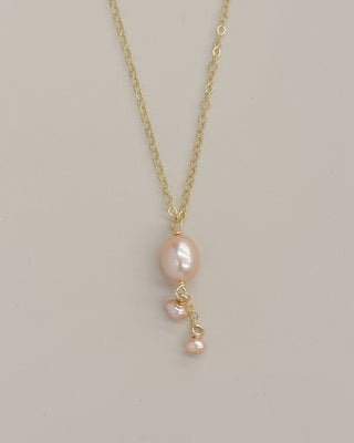 Yay Hawaii double dangle dainty pearl necklace in a delicate design with two pearls and a choice of pearl color