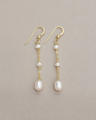 Yay Hawaii dainty chain linked pearl earrings with delicate chain and lustrous pearl accents