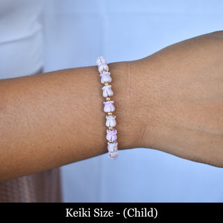 Keiki - Crown Flower Stretchy Bracelet with Metal Accent Beads - Yay Hawaii