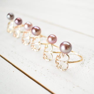 Edison Pearl Monstera bypass ring by Yay Hawaii featuring sleek silver band and modern monstera leaf design.