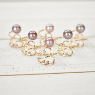 Edison Pearl Monstera bypass ring by Yay Hawaii featuring a sleek silver band with a Monstera leaf design and a pearl accent.