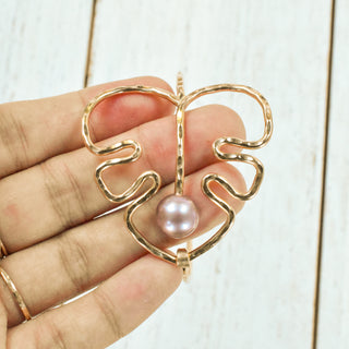 Large Monstera cuff bracelet by Yay Hawaii featuring Edison, Tahitian, or no pearl, with intricate tropical leaf design.