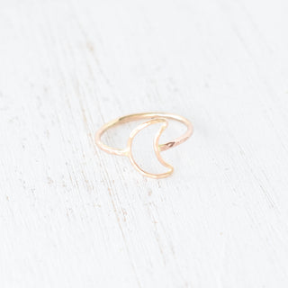 Silver Crescent Moon Stacking Ring by Yay Hawaii, featuring a smooth crescent moon design on shiny band.