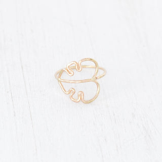 Yay Hawaii Monstera ring featuring a detailed monstera leaf design in silver, displayed on a neutral background.