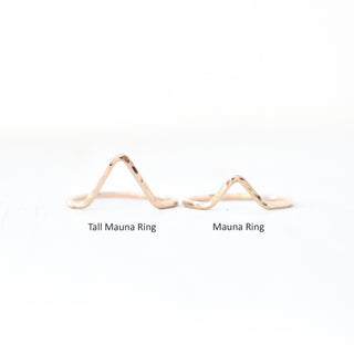 Tall Mauna Ring by Yay Hawaii featuring a sleek silver band with intricate volcanic-inspired designs.