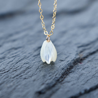 Medium pikake dangling necklace by Yay Hawaii featuring a floral pendant on a silver chain.