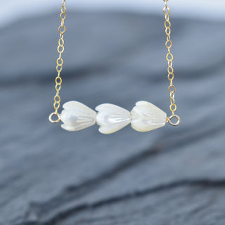 Triple small Pikake bar necklace by Yay Hawaii featuring delicate floral jewelry with small Pikake flower charms.