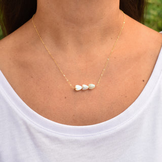 Triple small Pikake bar necklace by Yay Hawaii featuring delicate floral design in silver on a sleek chain
