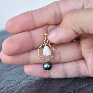 Small Pikake Hoop Earrings with Pearl - Yay Hawaii