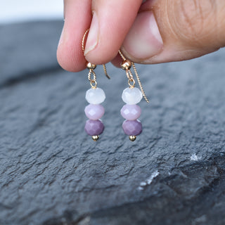 Small purple ombre cluster earrings by Yay Hawaii featuring multiple purple-toned beads and a delicate dangle design.