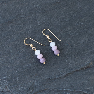 Small purple ombre cluster earrings by Yay Hawaii with dangling bead accents and a lightweight design.