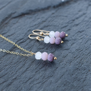 Purple ombre cluster necklace by Yay Hawaii featuring layered beads and a vibrant, colorful design.