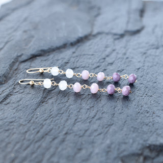 Yay Hawaii Linked Ombre Dangle Earrings with colorful gradient design and silver hooks, stylish jewelry for women.