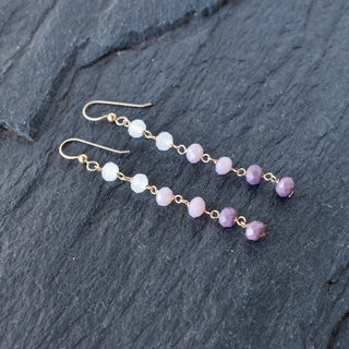 Linked ombre dangle earrings by Yay Hawaii featuring vibrant, colorful gradient design and lightweight silver hooks.