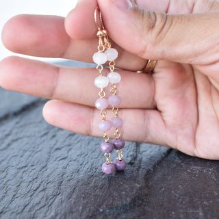 Linked ombre dangle earrings by Yay Hawaii featuring cascading colorful beads and silver hooks.